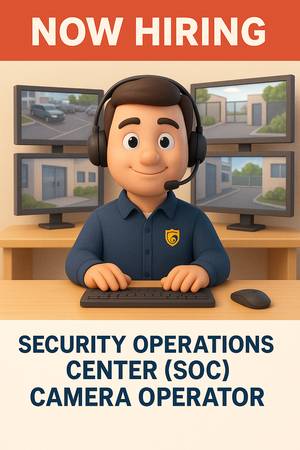 Security Operations Center Camera Operator Now Hiring Full & Part Time 1