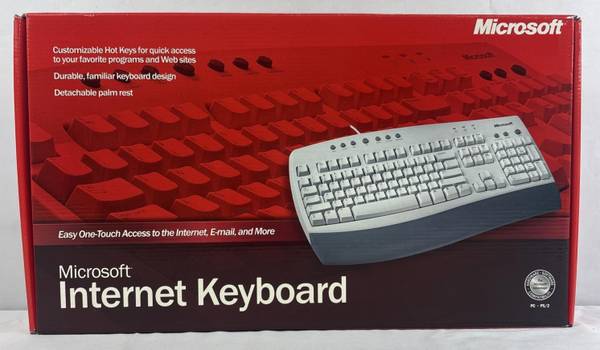 Microsoft Internet Keyboard, PS/2 (hard-to-find!), New! - 1