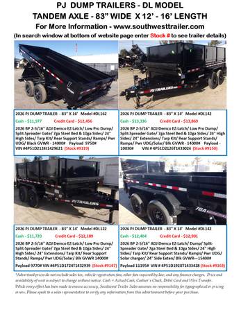 NEW PJ (DL) DUMP TRAILERS AT SOUTHWEST TRAILER SALES (760) 788-8900 1