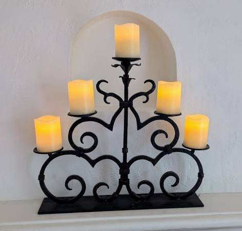 Candelabra, 5 candles, artisan crafted, wrought-iron 1