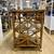 2 Tier Tan Wood Side Table/Bar Cart on Brass Casters 9 thumbnail