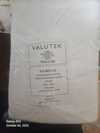 10=LAB COAT VALUTEK MACRO 5 SNAP SIZE LARGE 10ct-NEW 1
