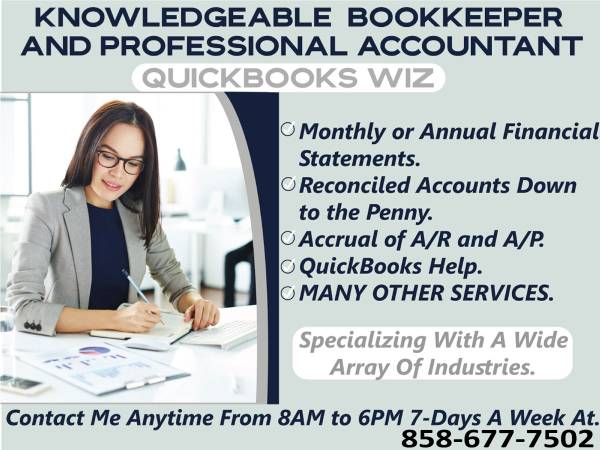Knowledgeable Bookkeeper & Professional Accountant – QuickBooks Wiz 1