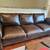 Brown Italian Leather Three-Cushion Sofa - Like New 4 thumbnail