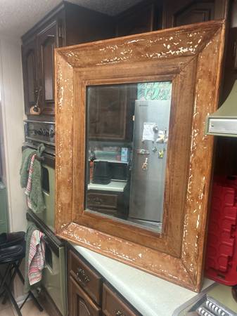 Large Rustic Wooden Mirror 1