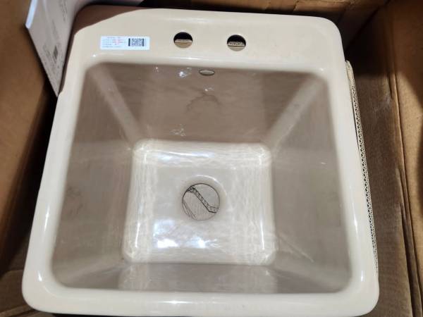 Park Falls Under-mount Utility Sink (Cast Iron) with two-hole faucet drilling 2 1