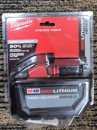 Milwaukee 12Ah Amp Hour M18 18 volt High Output BATTERY New in Package 1