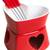 Heart Shaped Red Porcelain Chocolate Fondue Set 6 thumbnail