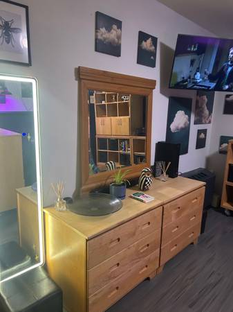Two nightstands or put together as dresser with mirror 1