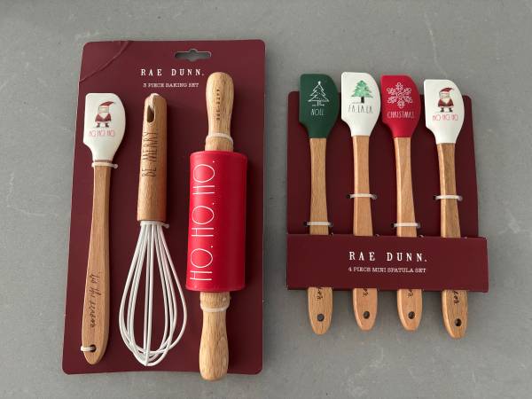 Rae Dunn Mini Christmas Baking Set lot Whisk Rolling Pin Spatula 1