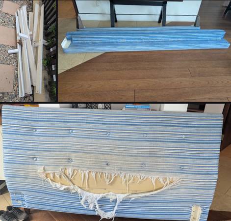 Free Upholstered Queen Bed Frame (needs reupholstery) 1