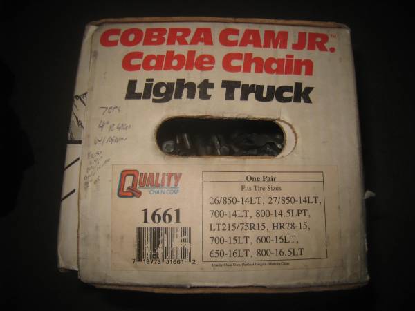 Snow cable/chains for light truck, never used, less than 1/2 price 1