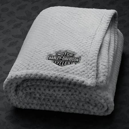 Harley-Davidson Plush Embroidered Blanket NEW! 1