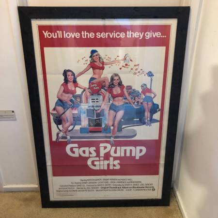 Original 1979 "Gas Pump Girls" cartel de película en un solo panel - enmarcado - $20063471471470339121