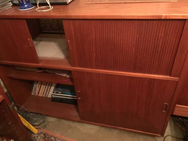 Danish Modern Mid Century Teak bar credenza audio TV 1