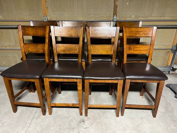 8 Solid wood counter height chairs 1