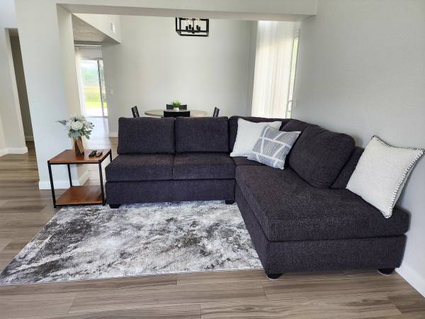 Colby Smoke Armless Loveseat & RAF Corner Chaise SECTIONAL 1