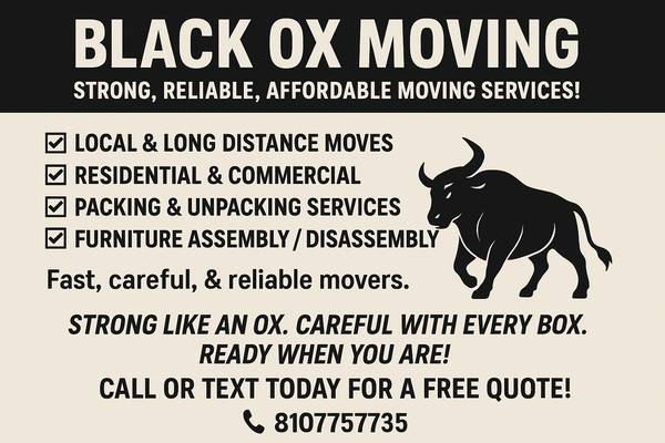 📦🐂 Black Ox Moving – Strong, Reliable, Affordable Moving Services! 1