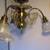 Antique Ornate Brass 3 Arm Semi Flushmount Fixture W/Shades 6 thumbnail