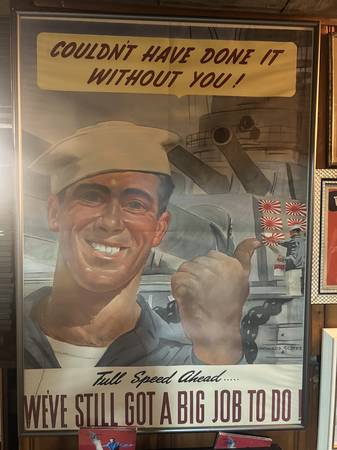 WWII Poster  FULL SPEED AHEAD (ORIGINAL) 1