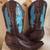 BCBGirls  sz 11 Studded Brown Turquoise Leather Cowboy Boots 5 thumbnail
