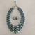 Vintage 3 Strand Blue Tone Beaded Necklace and Clip On Earrings 1 thumbnail