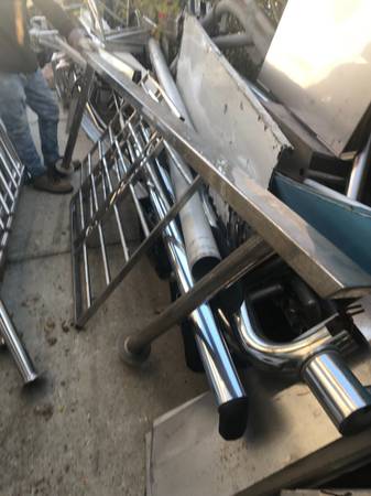 2 A  PAIR STAINLESS STEEL STAIRCASE RAILINGS 1