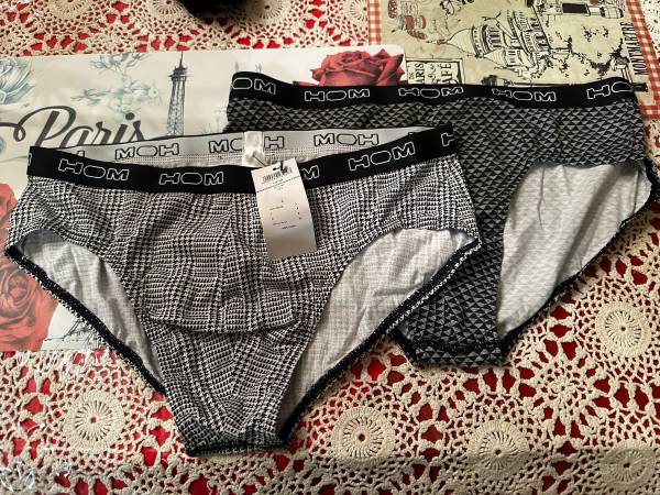 HOM Men's Black and Gray Patterned Briefs 1