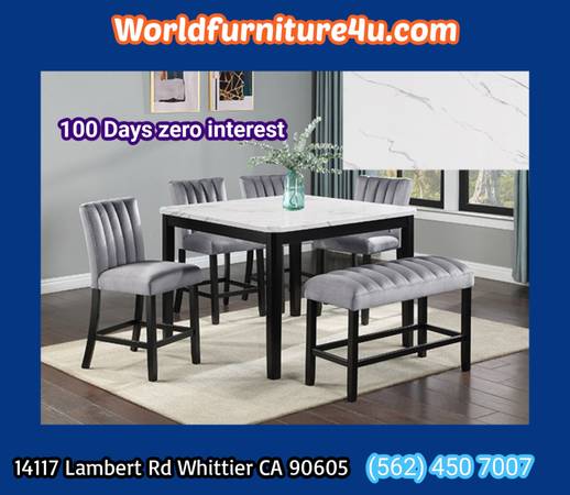 $0 Down! Counter Height 6 Pieces dining set with Bench 1