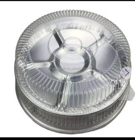 18" Foil 7 Compartment Catering Lazy Susan Trays With Lids 25 COUNT 1