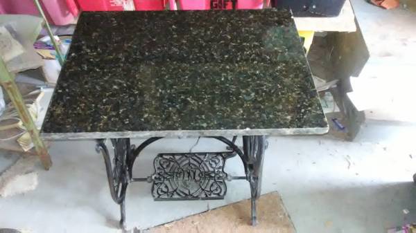 old sewing stand with granite top 1