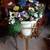 Beautiful Porcelain Flowers with Rare Red Wing Pot & Gold Plant Stand 1 thumbnail