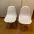 4 plastic chairs with wooden eiffel tower base legs, 4 in total 2 thumbnail