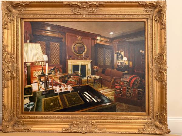 Large Ornate Gold Framed Oil Painting on Canvas $550 1