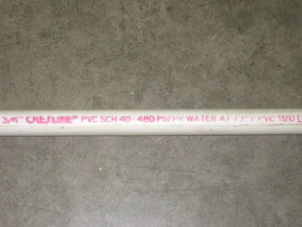 Eight Foot Piece Of New 3/4 Inch PVC Pipe 1