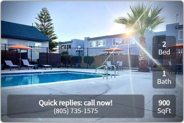 $2,220 / 2 habitaciones - 900 pies² - 2 habs/1 baño que hará mover la cola a tu mascota. Comunidad amante de mascotas. (Lompoc - Lompoc Flower Fields)63663940429185122