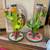 Pair of Mexican folk art pottery bird cactus candleholders 1 thumbnail