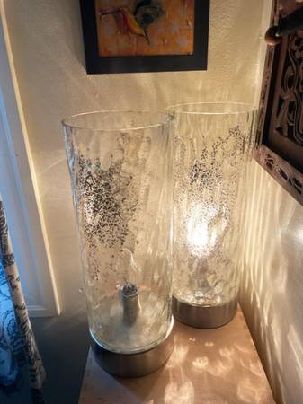 Large Silver Speckled Glass Votive Lamp 1
