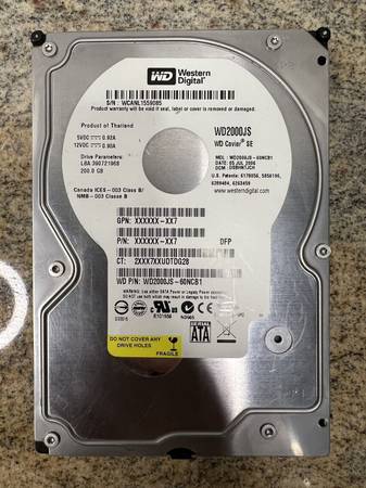 Western Digital 200GB 7200 RPM SATA 3.5" HDD 1