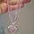 New Pink Crystal Glass Heart with Flower Necklace 2 thumbnail