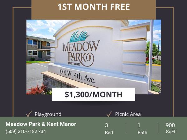 $1,300 / 3br - 900ft2 - ¡Vida de Lujo en su Máxima Expresión! 3 habitaciones/1 baño con Balcón (Kennewick)63697264518275120
