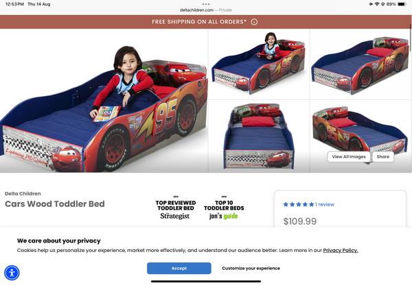 Racing car bed alongwith mattress for sale 1