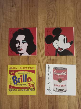Andy Warhol Signed by Marker Folded Postcards - 7" x 7" 1