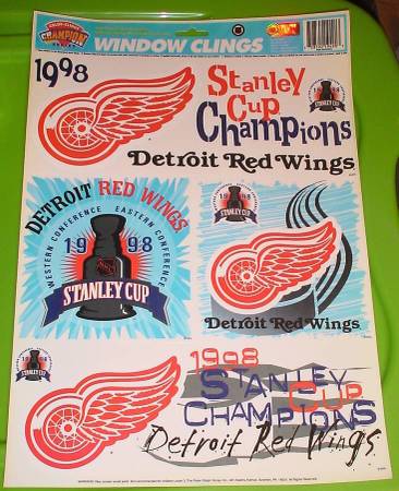 Detroit Red Wings Window Clings 1998 NHL Stanley Cup Champions Yzerman 1