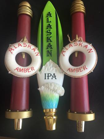 AMBER LIGHTHOUSE WITH PERSERVER AND IPA SURFBOARD TAP HANDLES 1