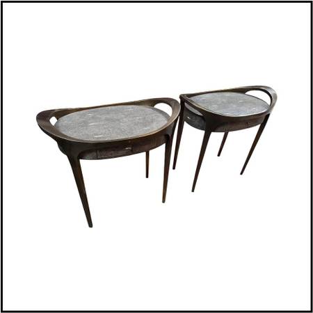 R&y Augousti Black Shagreen Side Tables, Pair 1