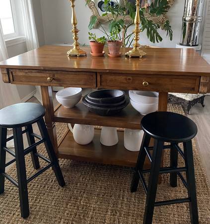 WEEKEND MOVING SALE: Solid Wood Kitchen Island (Birch Lane) 1