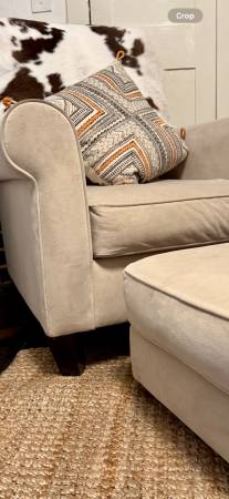 Crate & Barrel Upholstered Chair with Ottoman —Free!!! 1