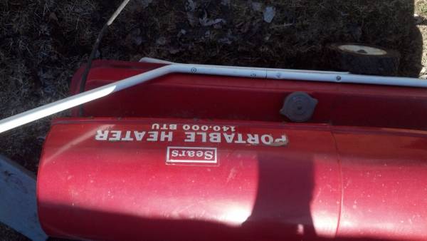 Old sears 140k  torpedo heater for parts needs tank kerosene fuel oil 1