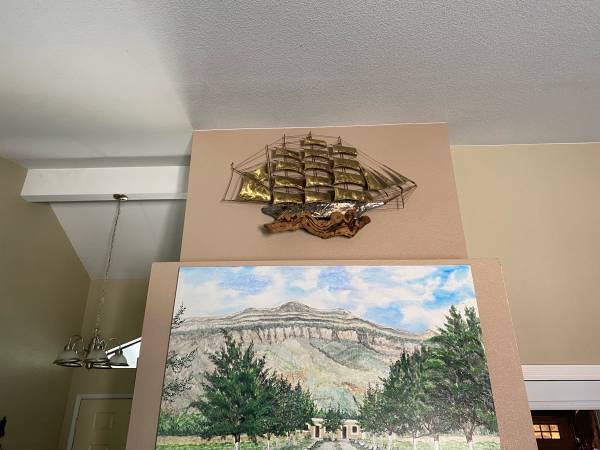 Rare Hand Made Brass Stainless Steel Sail Ship Sculpture Large 1